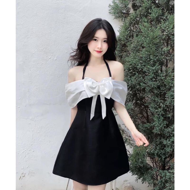 Váy đen trễ vai nơ lưng to  Shopee Việt Nam
