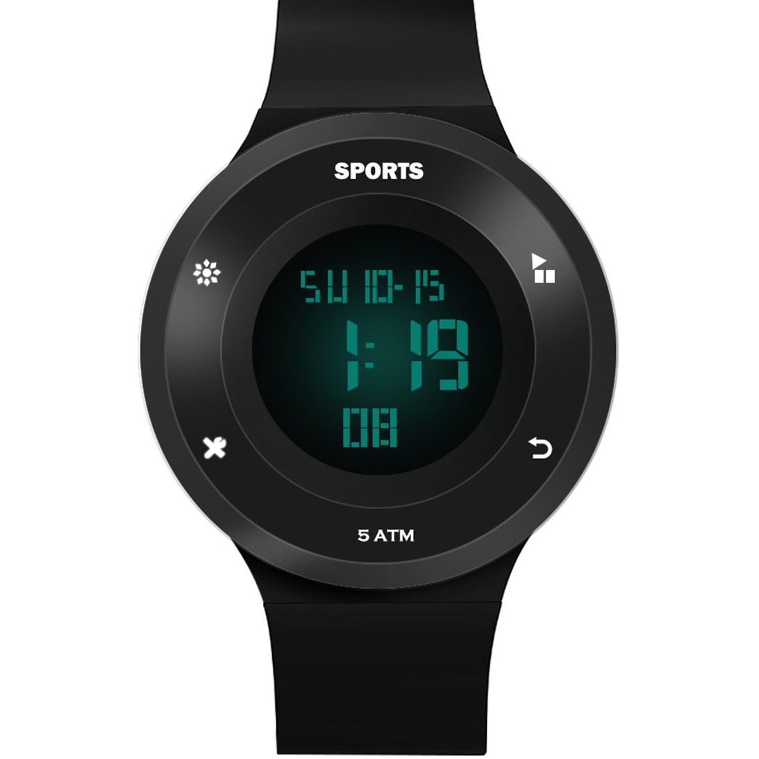 Đồng hồ nam điện tử SPORT KW7020 dây NHỰA full đen silicon -đồng hồ chức năng xem giờ điện tử , báo thức, bấm giờ thể thao dây nhựa silicon cao cấp