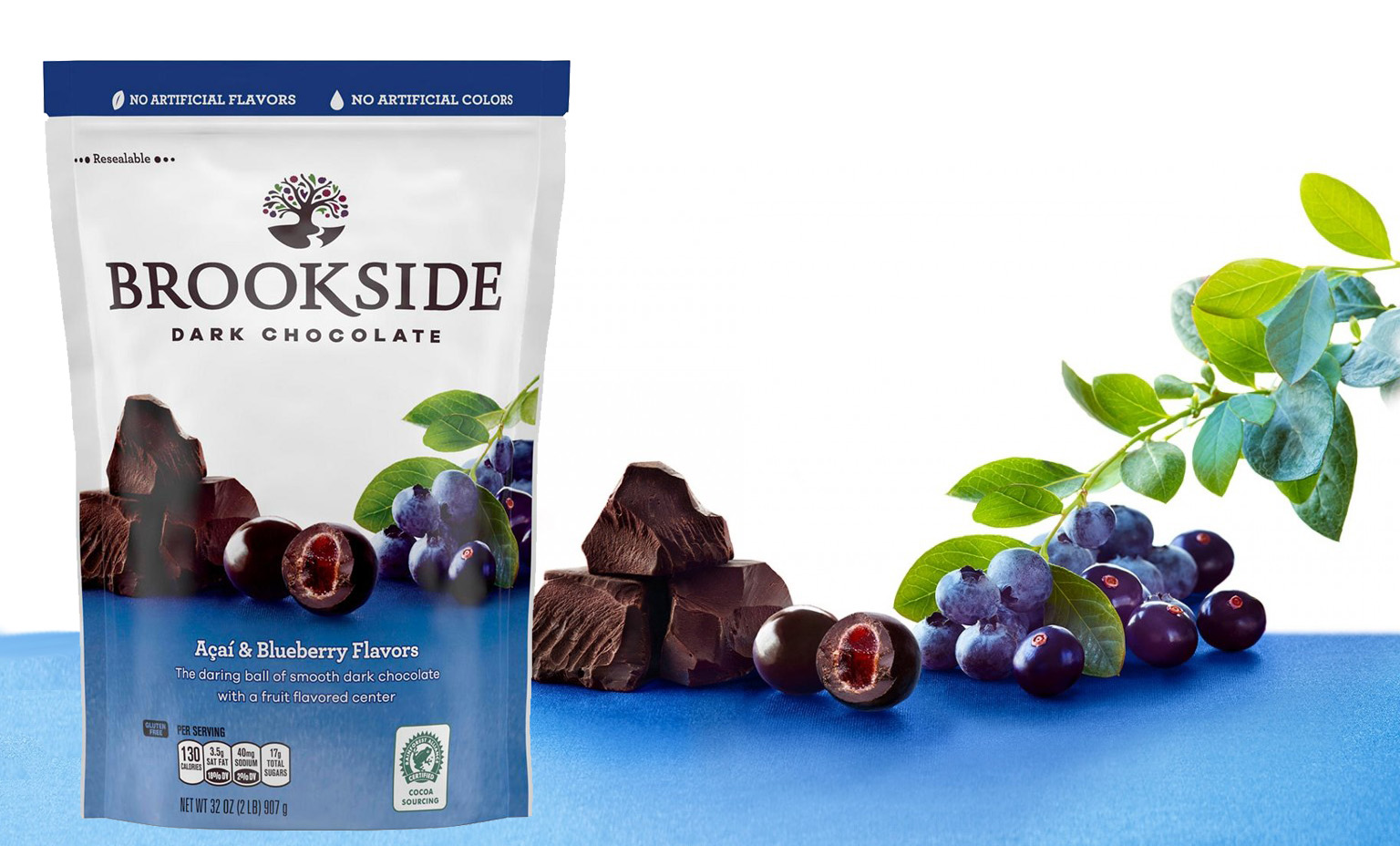 Socola Brookside nhân việt quất Dark Chocolate Acai & Blueberry, 907g