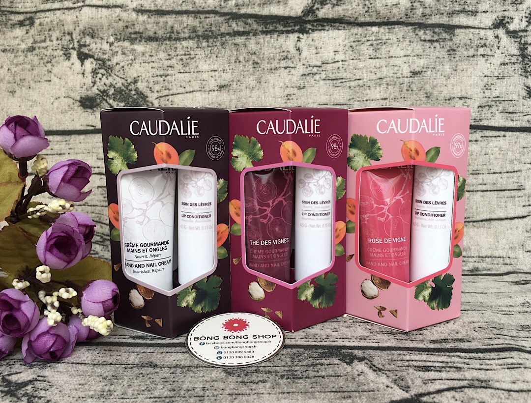 Set kem dưỡng da tay và móng + son dưỡng Caudalie