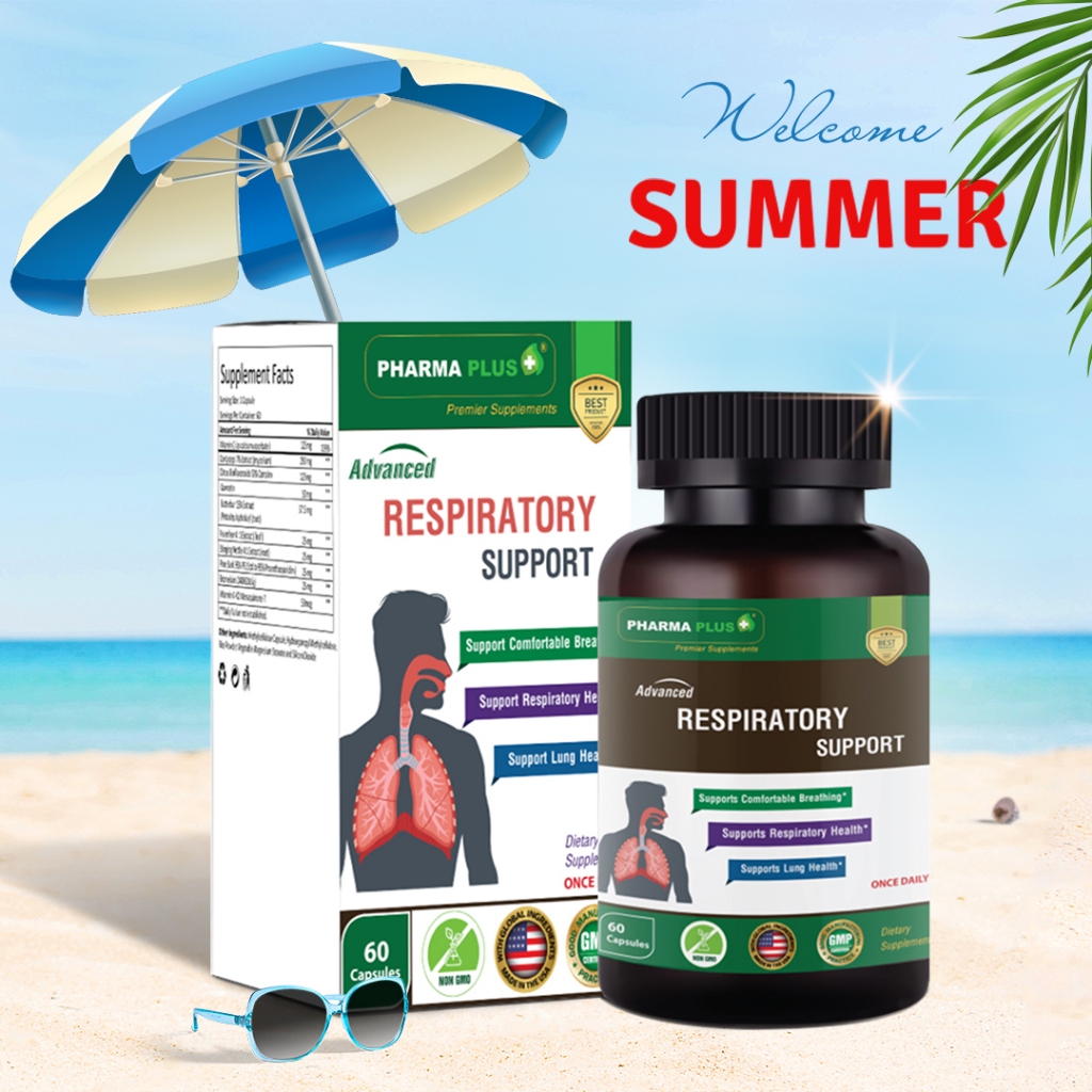 Viên Uống Bổ Phổi, Thanh Lọc Phổi Pharma Plus | Advanced Respiratory Support Nhập Mỹ - Lọ 60 viên