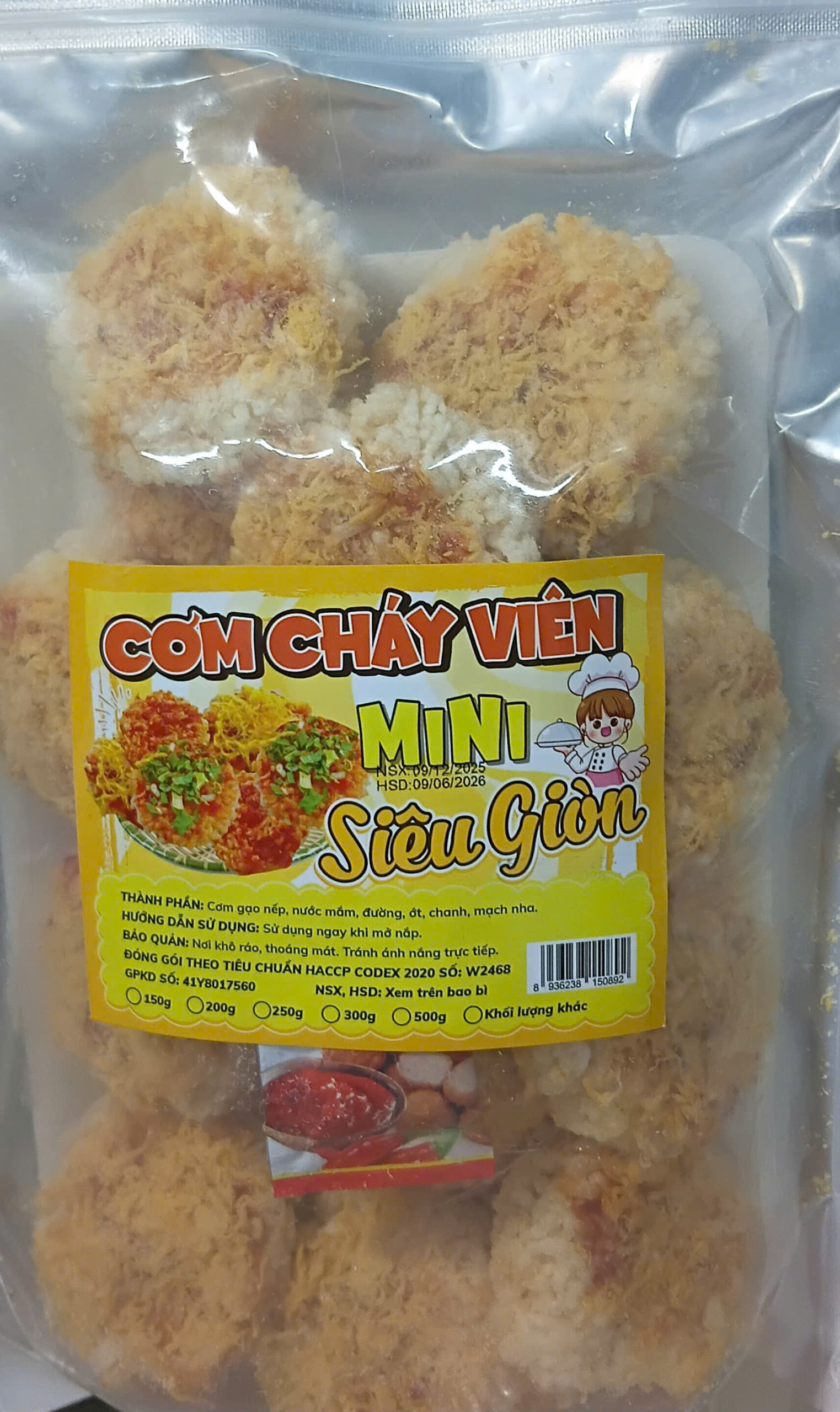 combo 2 Cơm cháy viên mini chà bông siêu giòn 500g