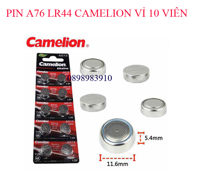 Pin lr44 a76 camelion vỉ 10 viên