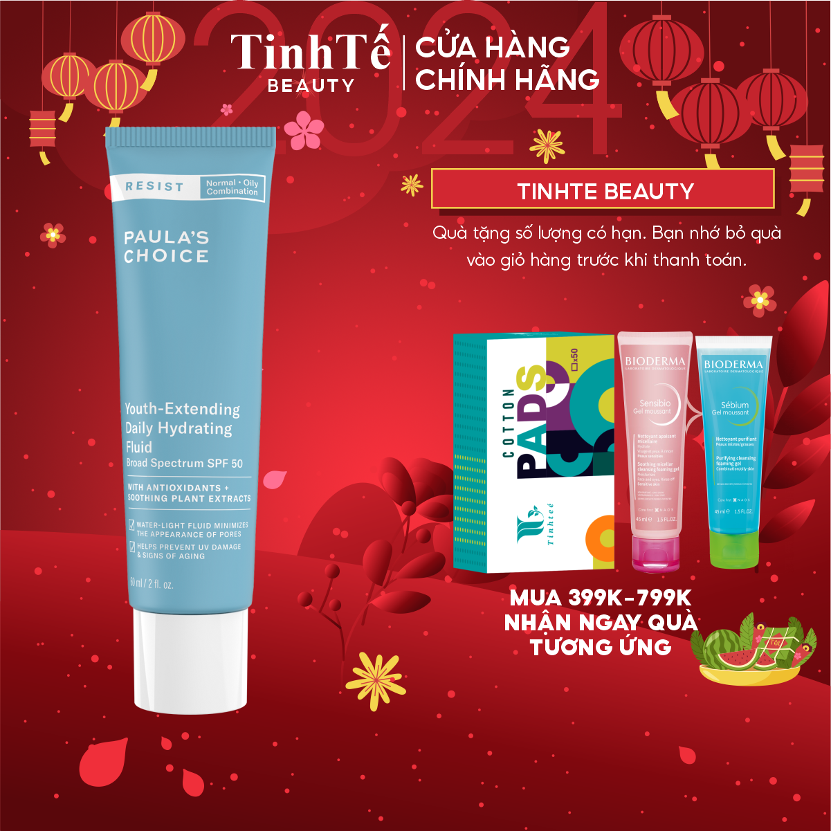Kem dưỡng da giữ gìn nét thanh xuân SPF 50 Paula’s Choice  Resist Youth-Extending Daily Fluid SPF50 15/60ml