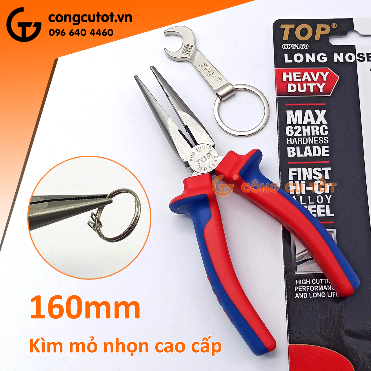 Kìm mỏ nhọn cao cấp TOP GOLD GP5160 - 160mm, GP5200 - 200mm