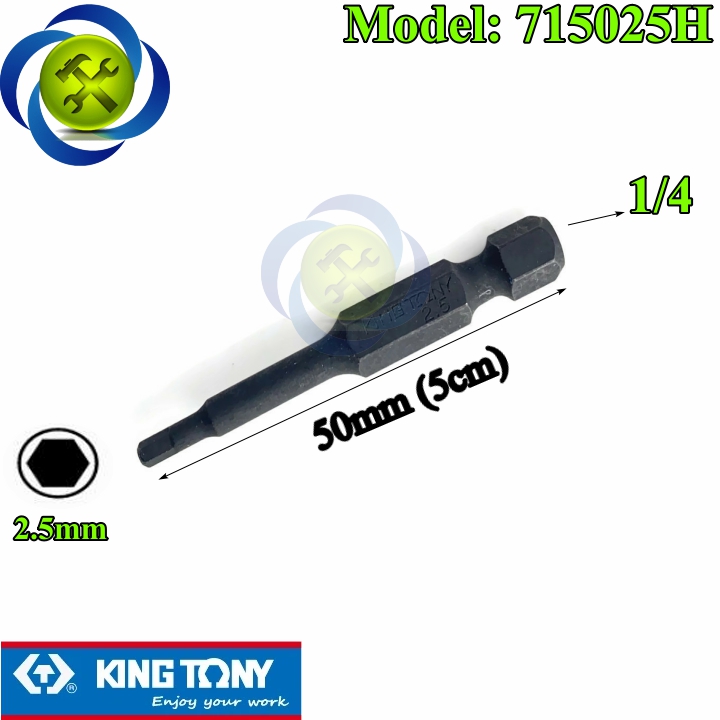 Mũi lục giác 2.5mm kingtony 715025h kích thước 2.5 x 50mm