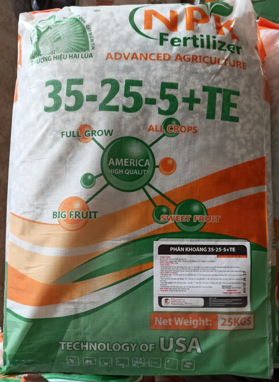 Phân bón npk hữu cơ khoáng 35.25.5 + te - túi zip 1kg