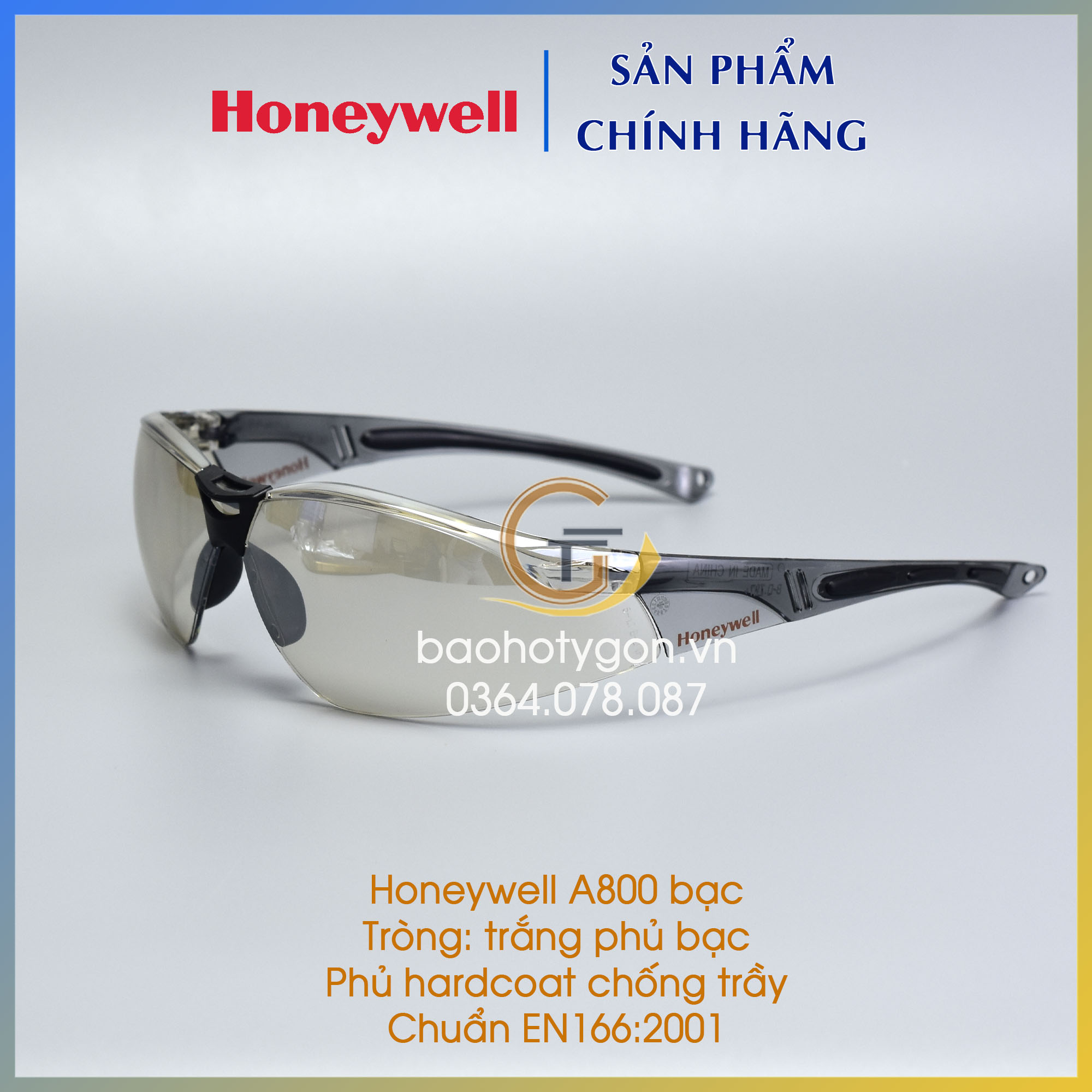 Kính bảo vệ mắt, chống khói bụi - Honeywell A800 bạc
