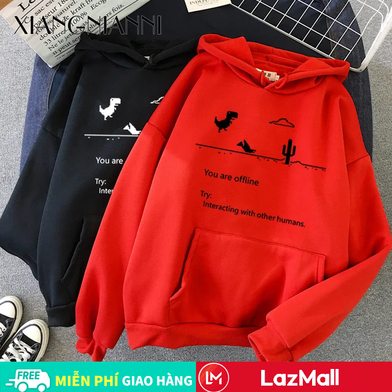 Xiang Nian Ni Hooded Sweatshirt for Women Printed Loose Large Size Casual