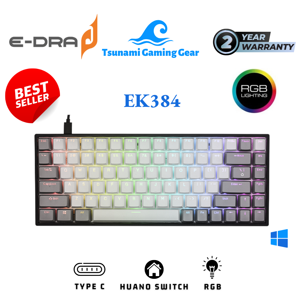 Phím cơ E-Dra EK384 RGB/ Huano Blue /Brown/Red Switch/ Bảo hành 2 năm