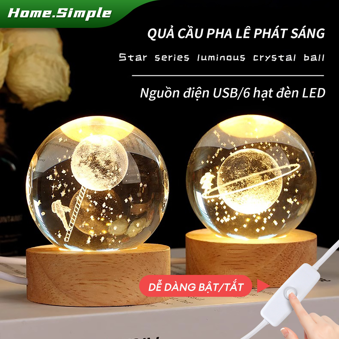 Đèn Ngủ 3D Quả Cầu Pha Lê Phát Sáng Quà Tặng Sinh Nhật đèn trang trí phòng ngủ Quà Lưu Niệm