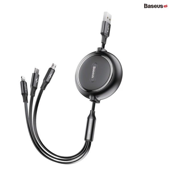 Cáp sạc dây rút 3 đầu Baseus Golden Loop 3 in 1 Elastic