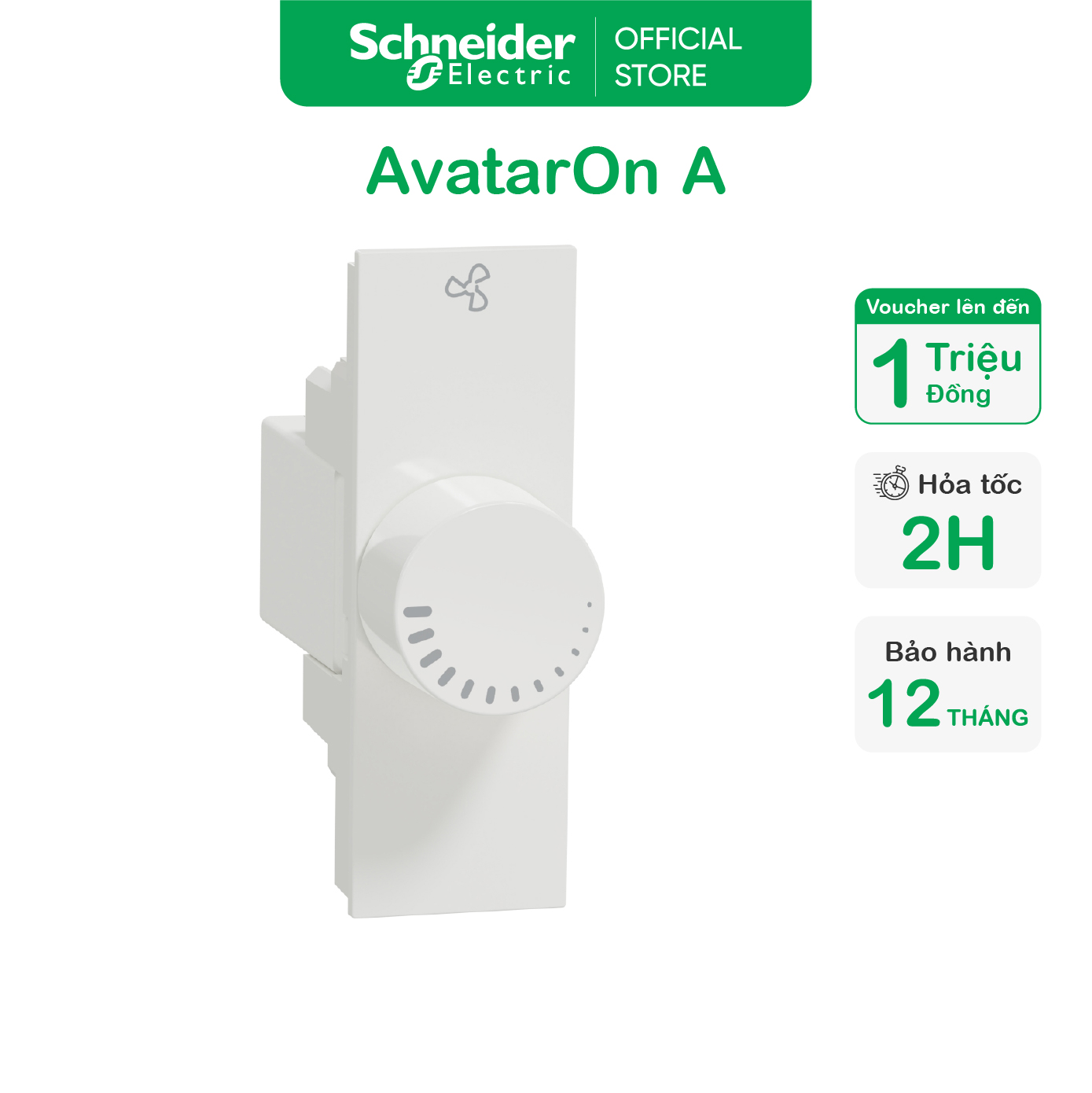 Công tắc điều chỉnh tốc độ quạt - size s - 40-500w - avataron a - schneider electric - m3t1v400fm_we