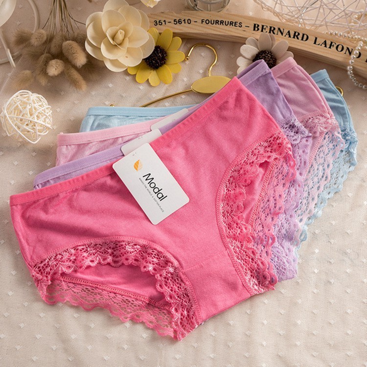 Combo 10 quần lót nữ viền ren chất cotton cao cấp MODAL's