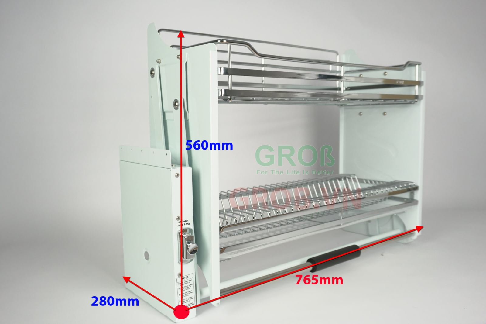 [Trả góp 0%]Giá bát nâng hạ Grob GV304 -180 khoang tủ 800mm inox SUS304 khung sơn tĩnh điện-QUANG VINH