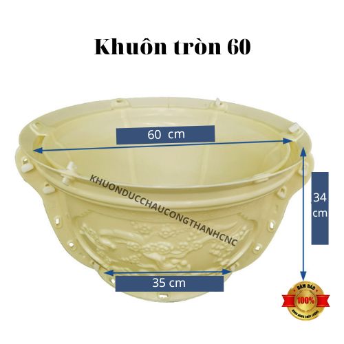 Khuôn đúc chậu cảnh Tròn 60, Chất liệu nhựa ABS cao cấp, Dùng làm chậu cây cảnh xi măng