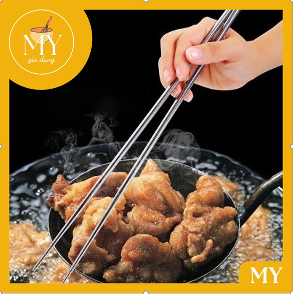 Đũa chiên - Xào Inox 304 Cao Cấp - Đũa dài chiên thức ăn chống văng Cao Cấp