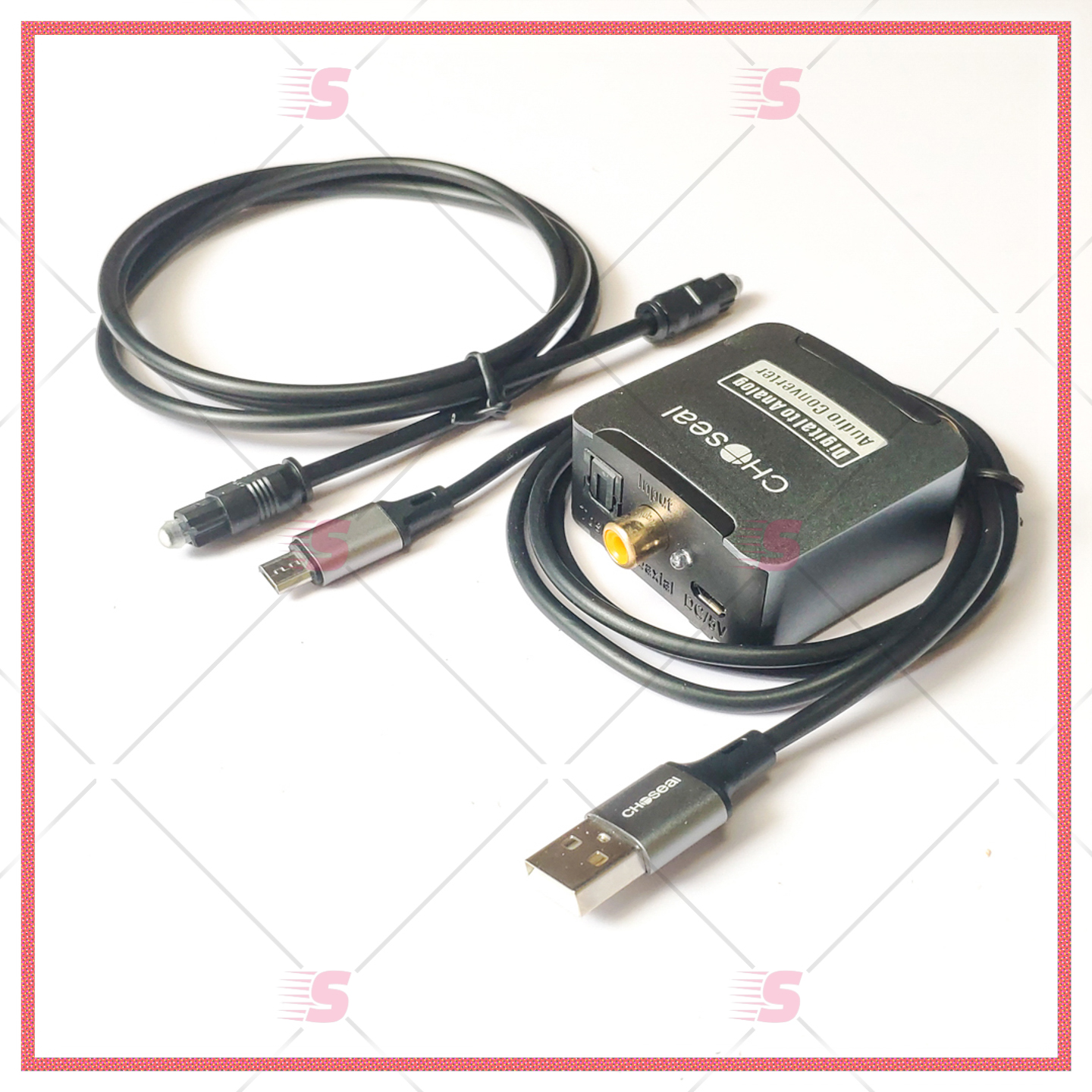 Bộ chuyển đổi âm thanh quang học optical sang AV ra audio Choseal kèm dây quang