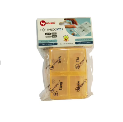 Hộp chia thuốc 4 ngăn vuông ht01 hofaco