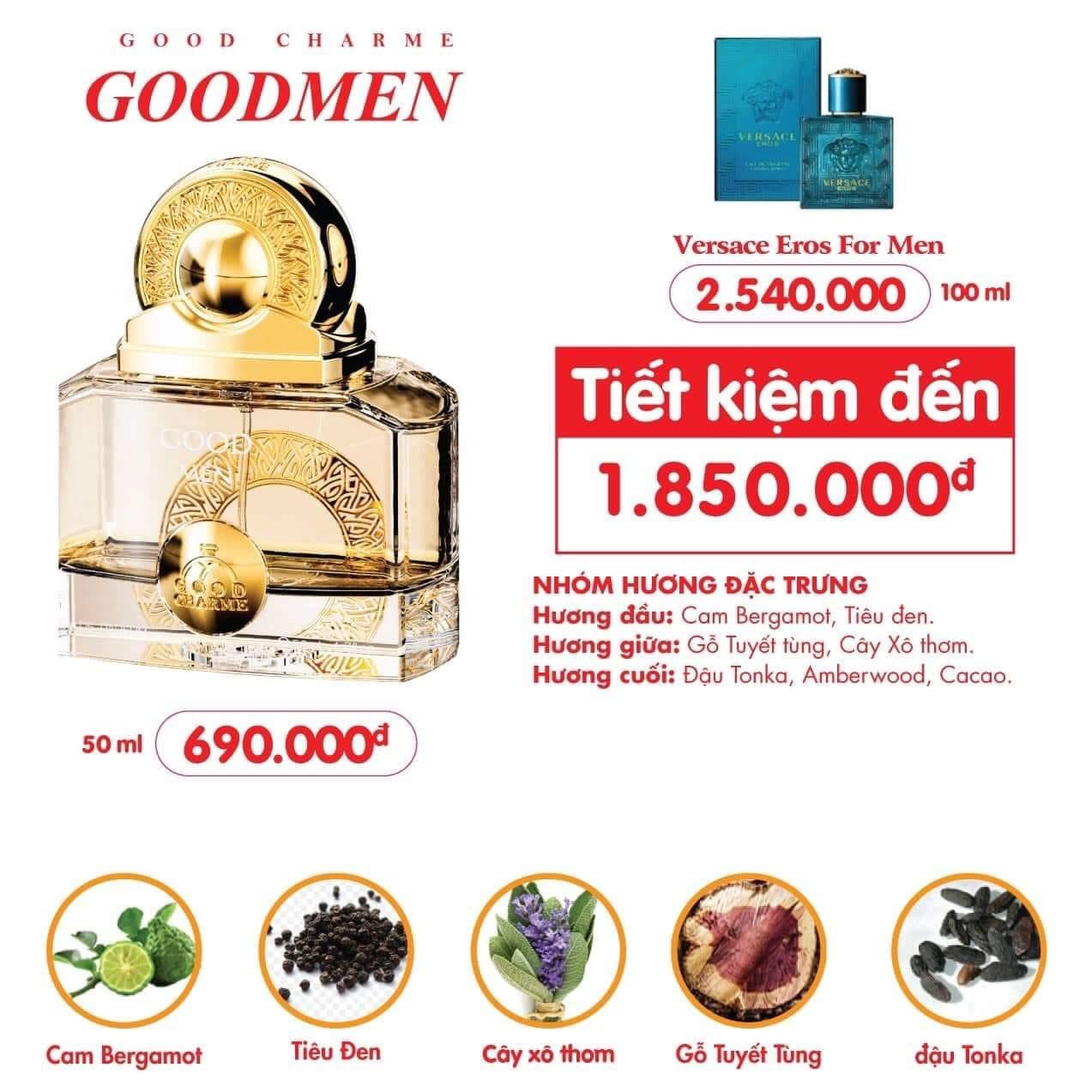 Nước hoa nam charme good men 50ml màu vàng