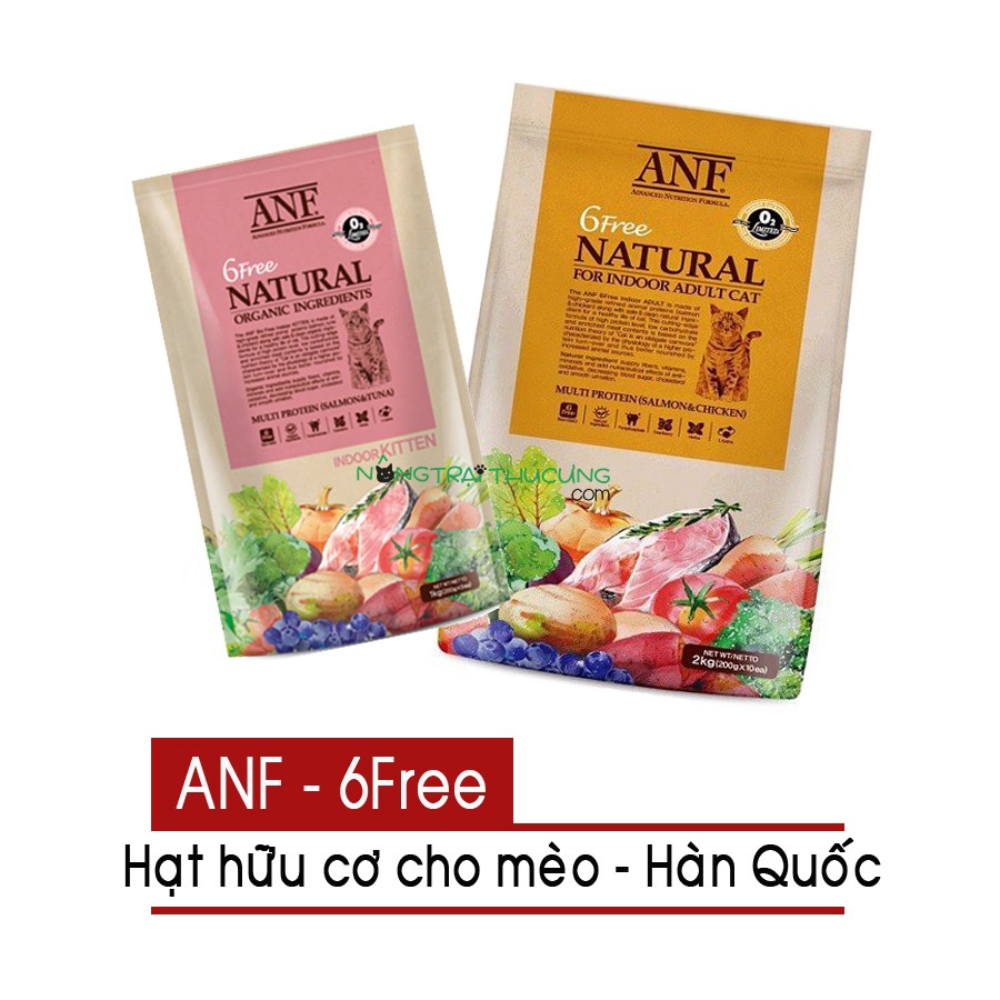 Thức ăn cho mèo mọi lứa tuổi anf 6free - hạt khô anf cho mèo con mèo trưởng thành gói 200g và 400g
