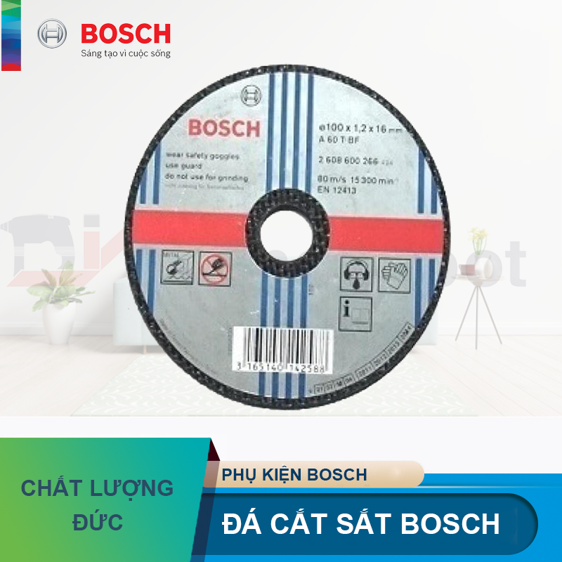 Đá cắt sắt bosch 2608600266 100x16x1.2mm