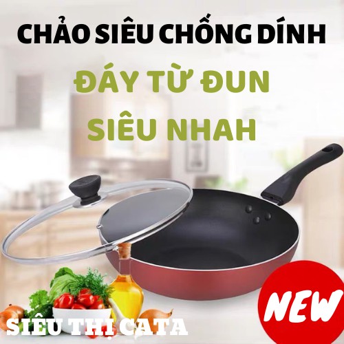 💥tffp526-26💥chảo chống dính đáy từ hợp kim nhôm có nắp đậy, size 24,size 26, siêu nhẹ - siêu bền - quá rẻ