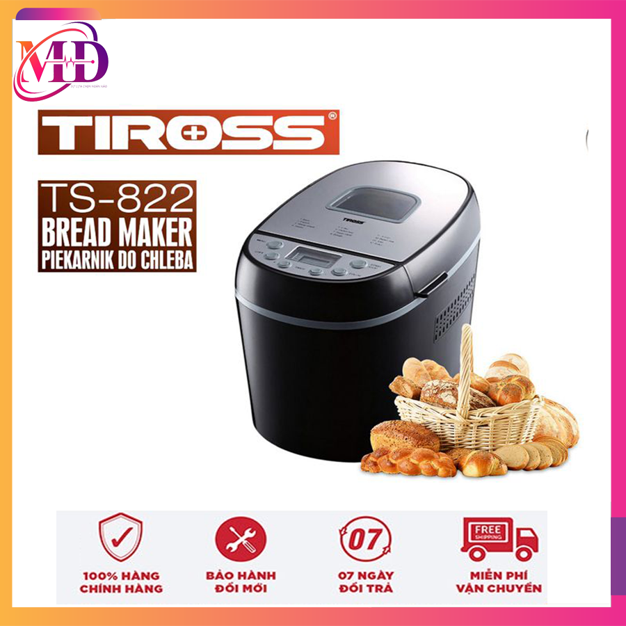 Máy làm bánh mì Tiross TS822 12 chức năng, 3L hàng chính hãng