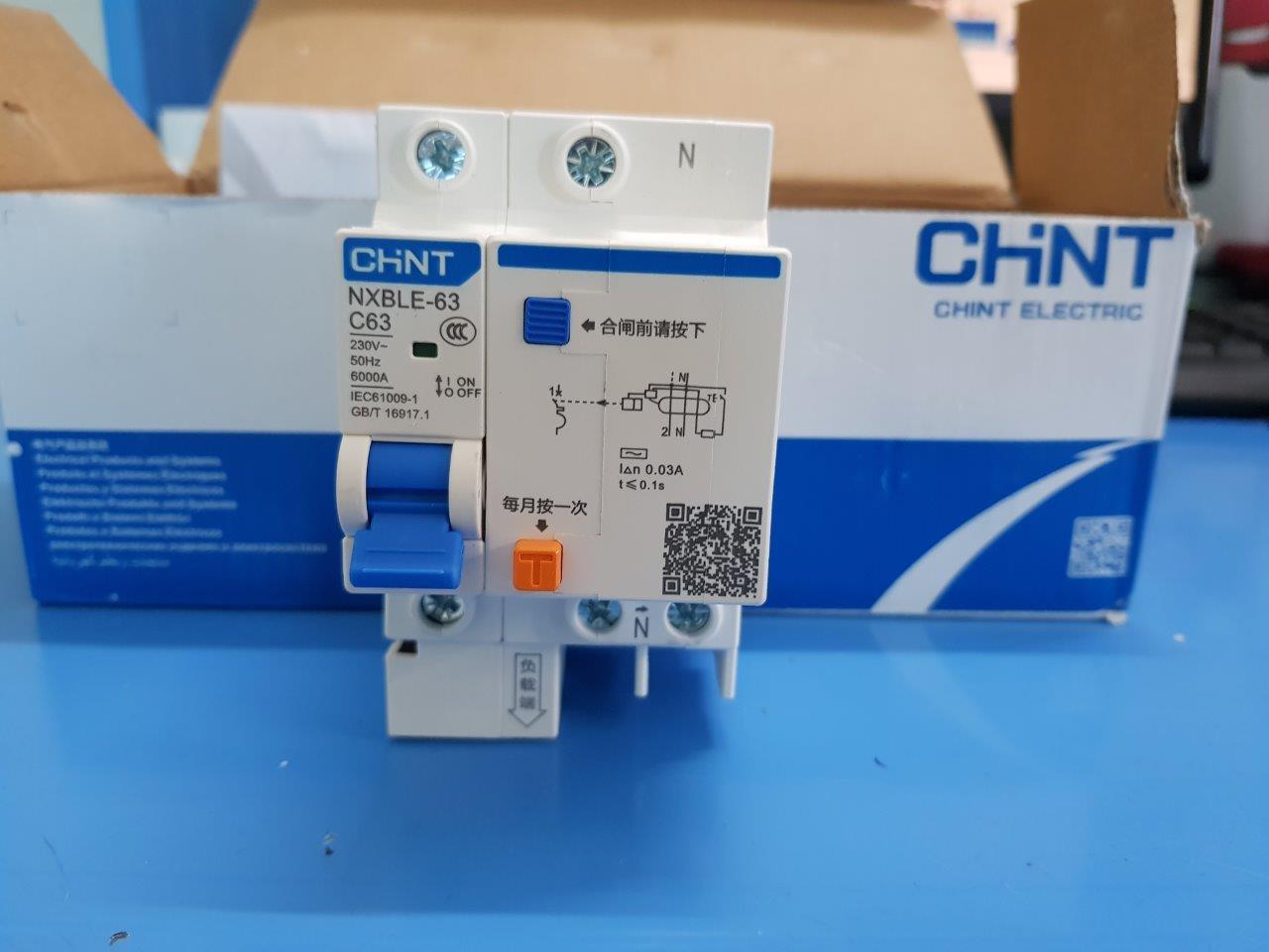 Attomat chống dòng dò chint nxble-63 1p+n 63a