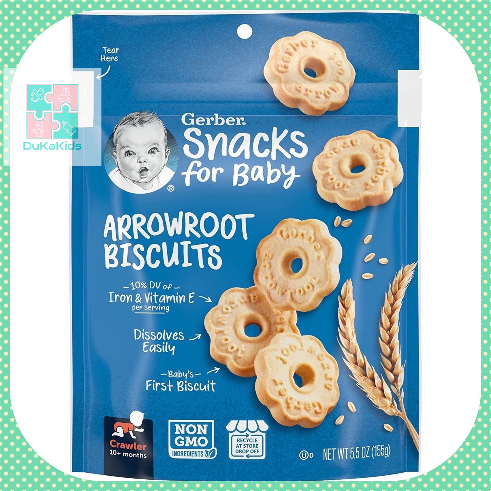 Bánh quy Gerber từ bột Arrowroot - đóng gói trong bịch zip 155 gram