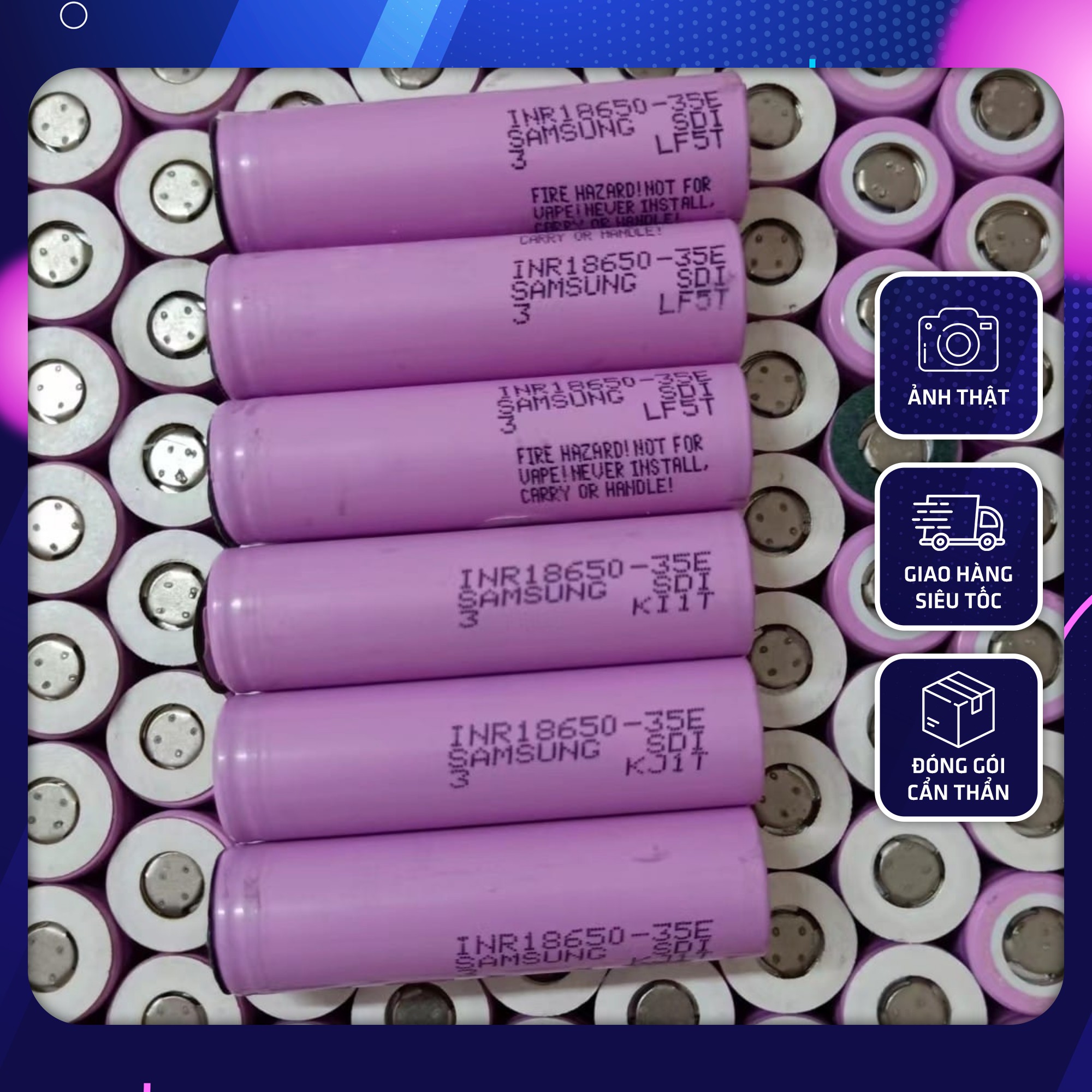 Pin 18650 Samsung 35E dung lượng 3100mAh - 3.7V xả 20A, Tặng thêm viên tháo khối