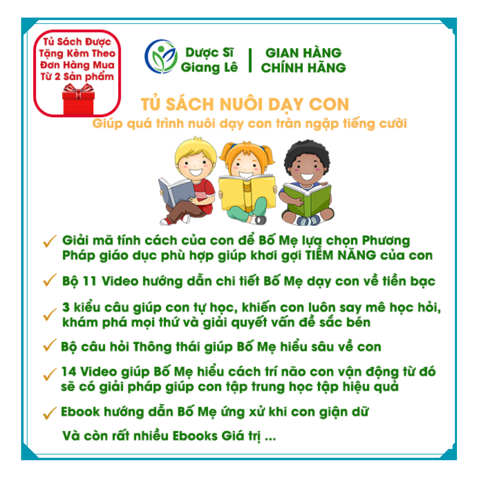 Quà Tặng Không Bán TỦ SÁCH NUÔI DẠY CON Giúp Quá Trình Nuôi Dạy Con Hạnh