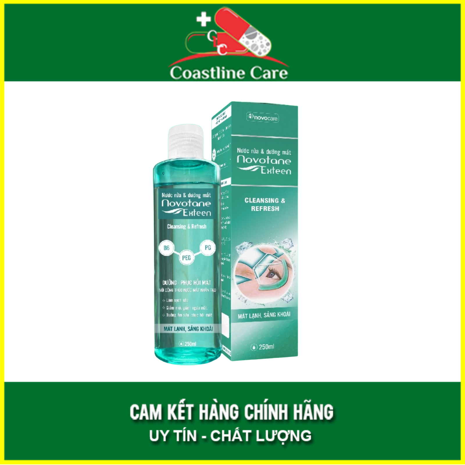 Nước rửa mắt Novotane Exteen dành cho mắt thường, giúp loại bỏ bụi bẩn cặn trang điểm (250mL) - CLC Pharmacy
