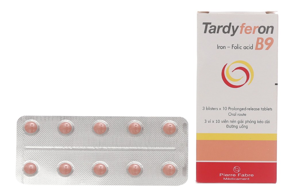 Tardyferon B9 bổ sung sắt và axit folic cho phụ nữ mang thai 3 vỉ x 10 viên