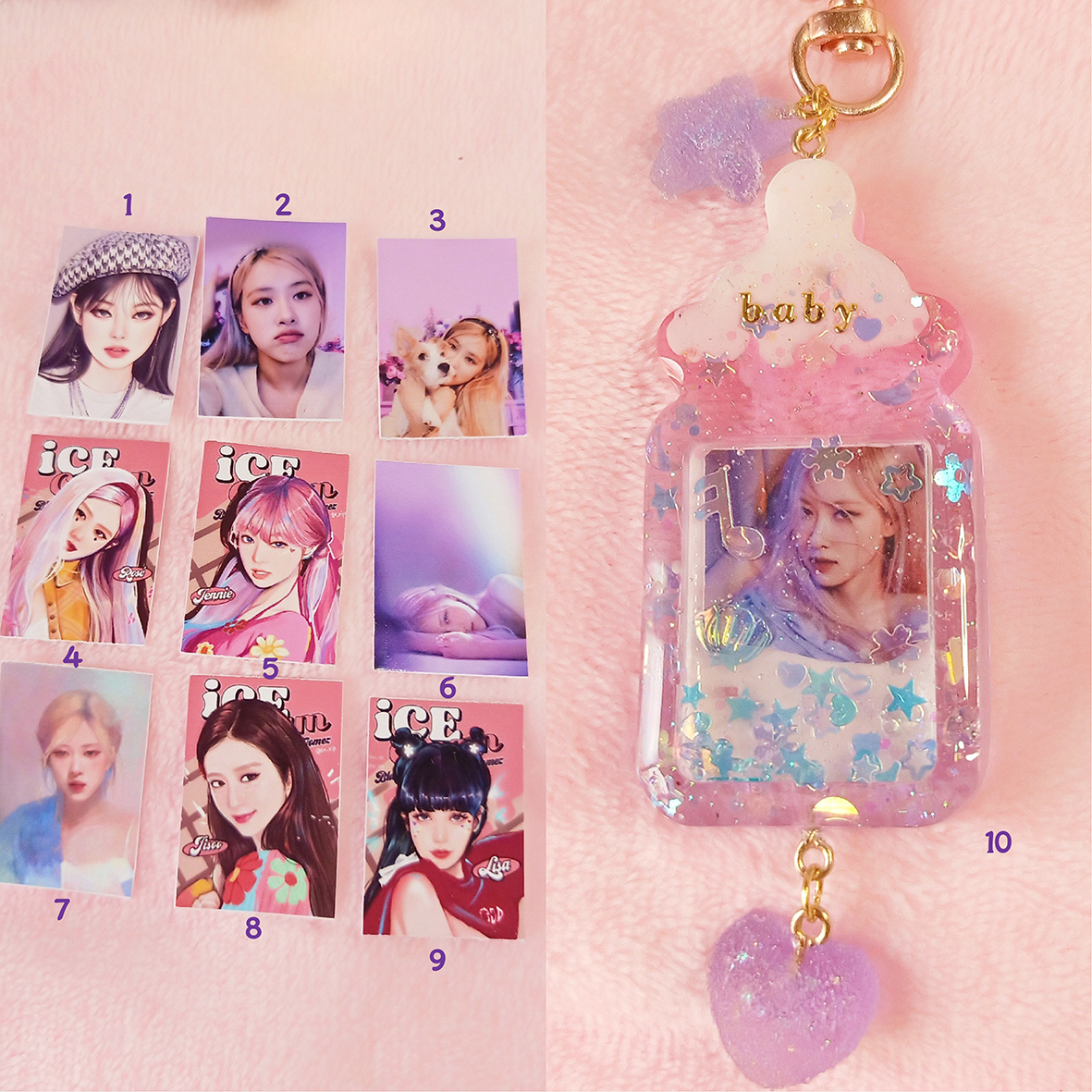 Móc khóa resin hình bình sữa handmade