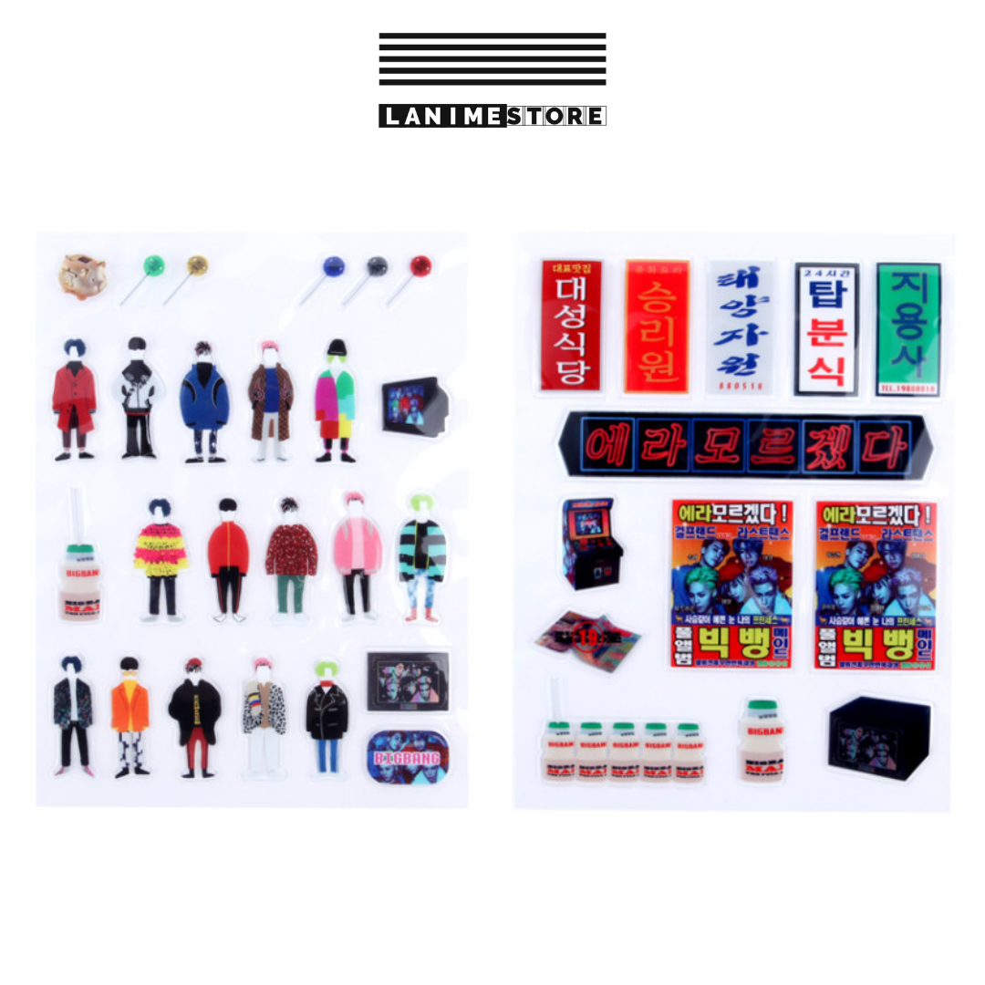 Bộ hình dán nhân vật BIGBANG chính hãng, BIGBANG Stickers Set Official, Hình dán Nhãn dán nhân vật idol Kpop cao cấp