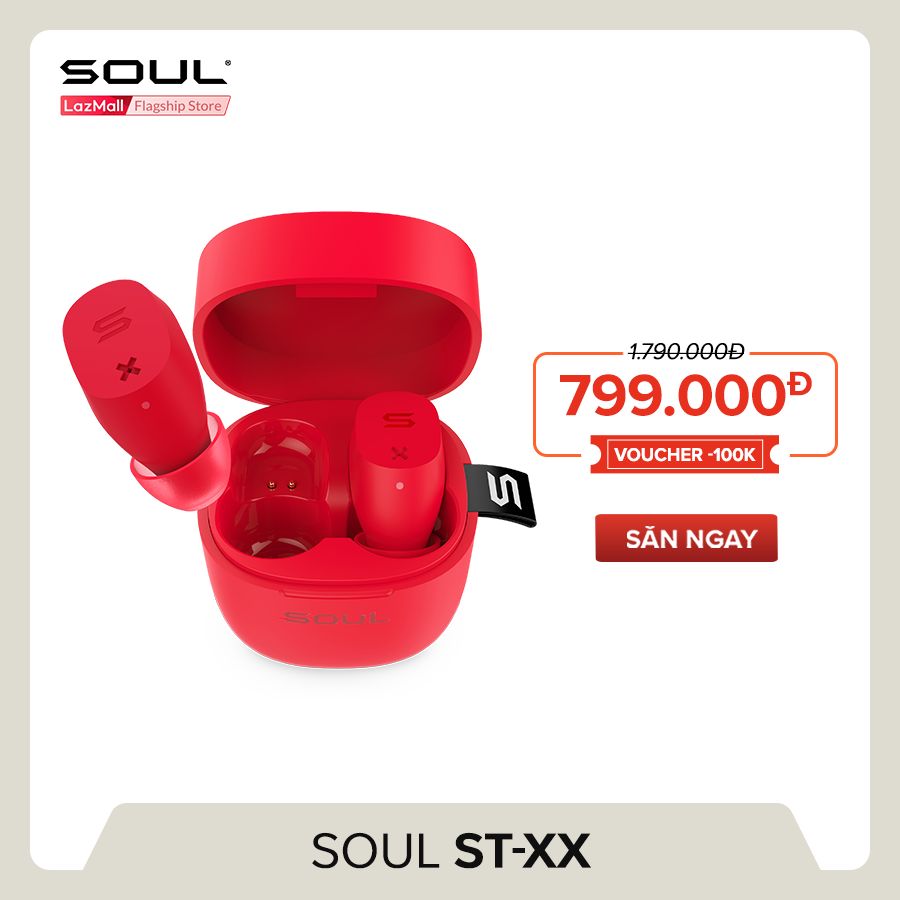 Tai Nghe True Wireless Soul ST-XX Bluetooth v5.0 - Điều Khiển Cảm Ứng - Chống Nước IPX5 - 20 Giờ Sử Dụng SS52BK - Hãng Phân Phối Chính Thức