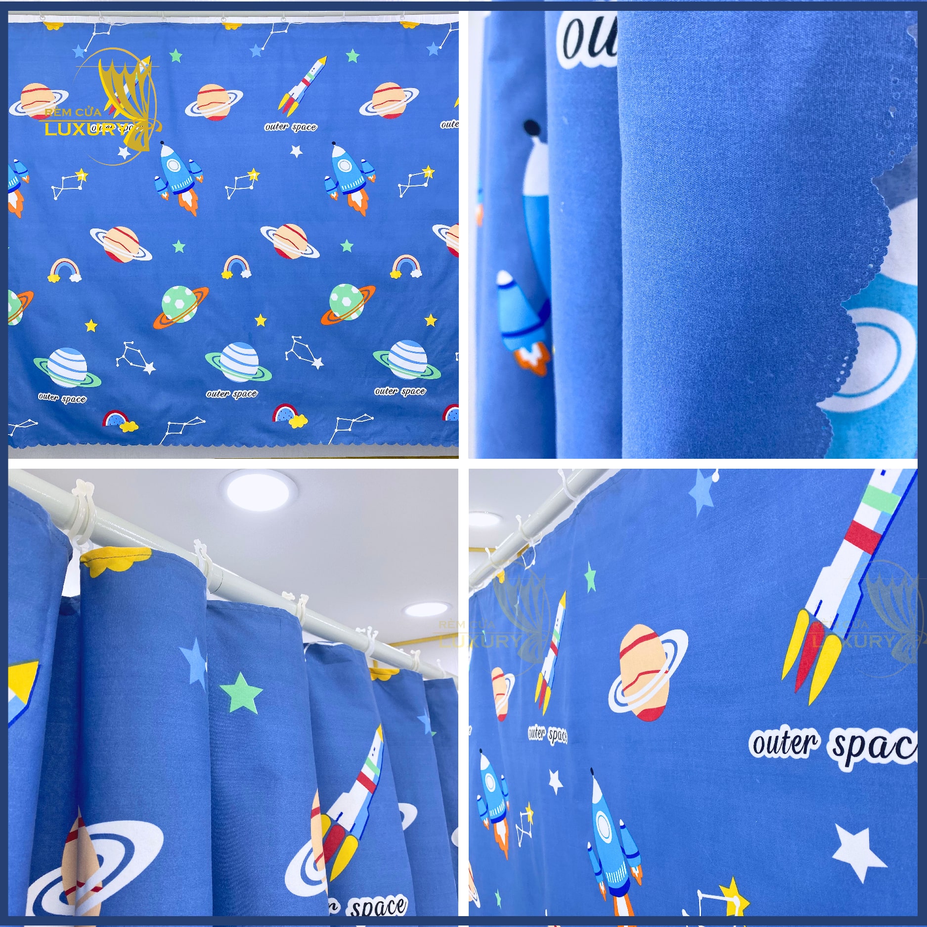  Rèm RIDO OUTER SPACE  decor ngăn phòng gác trọ tặng kèm móc và dây treo RD04 Remcualuxury1 