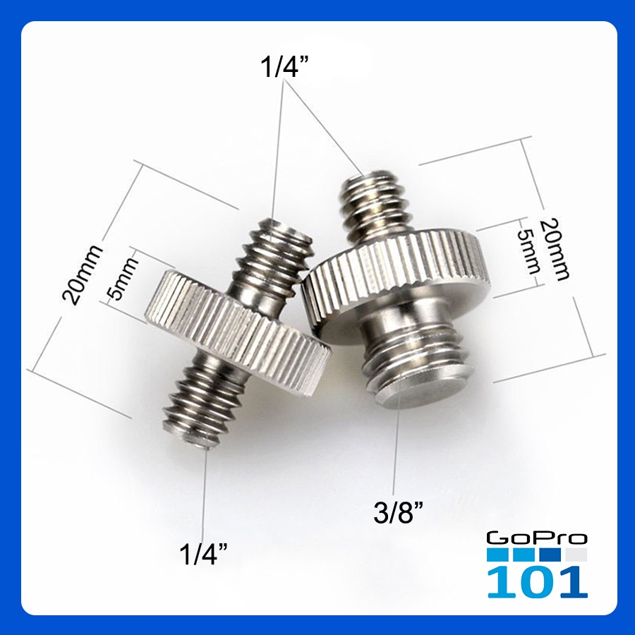 Ốc 2 đầu 1/4 inches + 1/4 inches - 1/4 inches +3/8 inches - gopro101