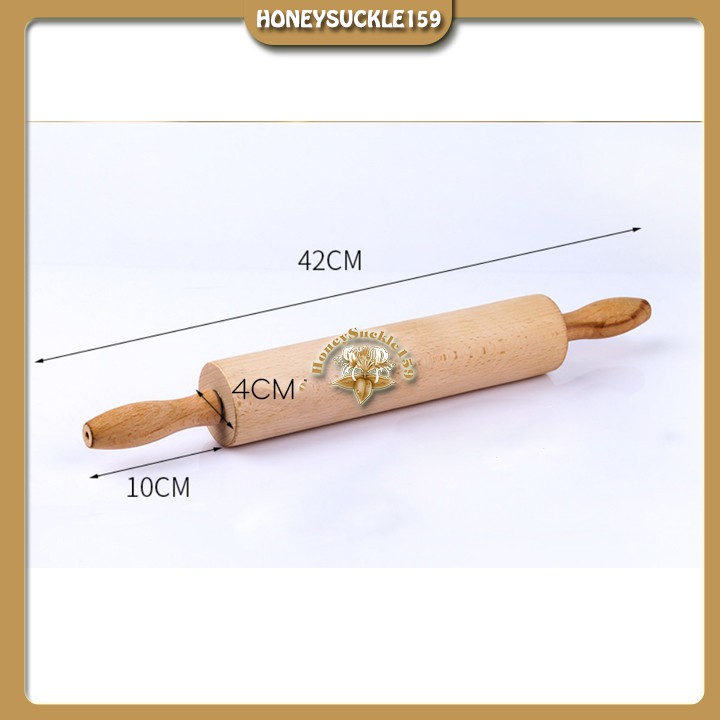Cán Lăn Bột Gỗ/Rolling Pin Có Trục Xoay 42cm