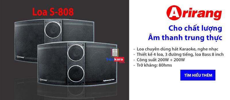 Loa karaoke Arirang S-808 CS400W 3 đường tiếng âm thanh chuẩn công suất 480W tặng kèm 10 mét dây
