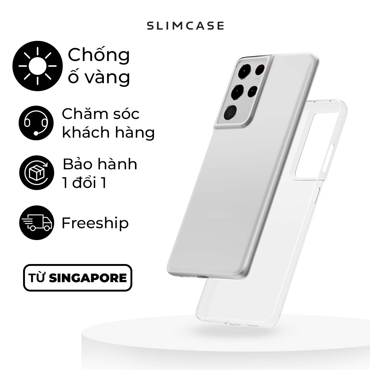 Ốp lưng Slimcase cho Samsung Galaxy S21 Series - Nhựa Armour Plastic Cao cấp, Siêu mỏng, không ố vàng - Hàng chính hãng