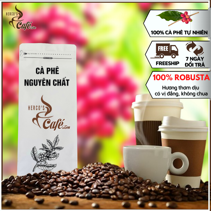 [FREE SHIP] 1KG Cà phê hạt rang xay nguyên chất (100% ROBUSTA) HECOR COFFEE - ROBUSTA xay dùng pha phin - cafe pha máy