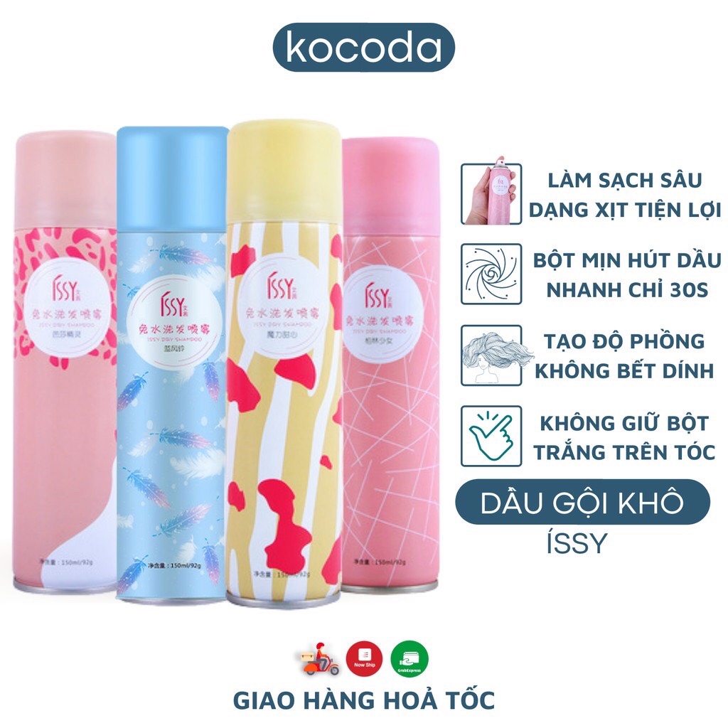 Dầu gội khô issy dạng xịt không bết dính giúp tóc bồng bềnh mượt mà 150ml