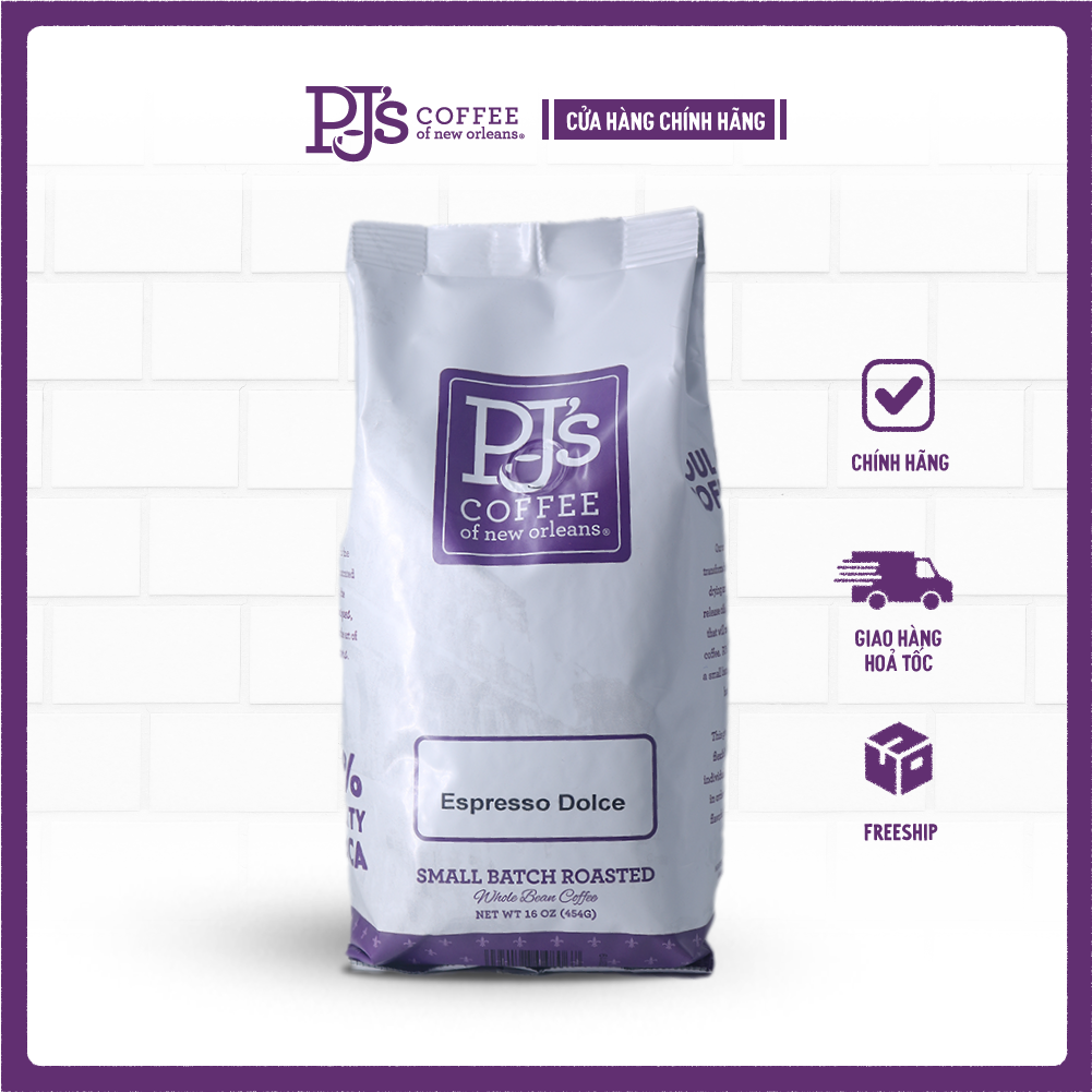 Espresso dolce rang đậm độc quyền - pj’s coffee cà phê arabica nguyên chất - gói 200/454g