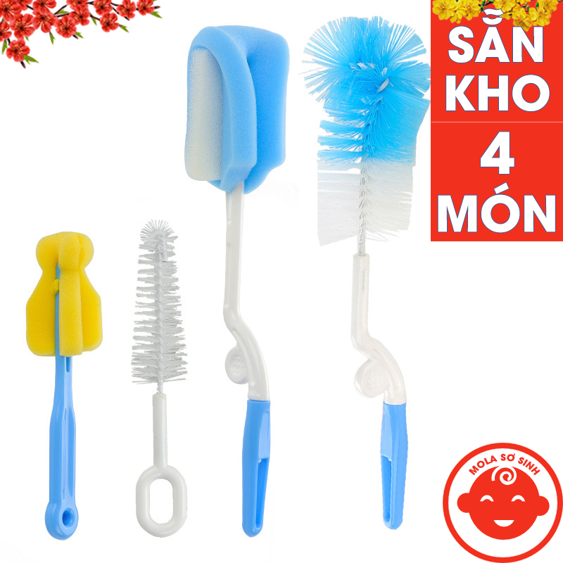 Cọ rửa bình sữa cho bé 4 chi tiết đa năng vệ sinh bình núm ty