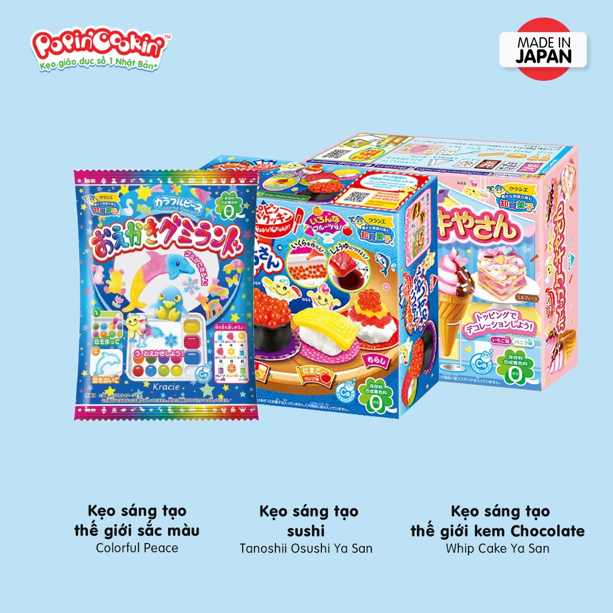 Combo 3 boxes of Popin Cookin candies with edible creative toys Colorful