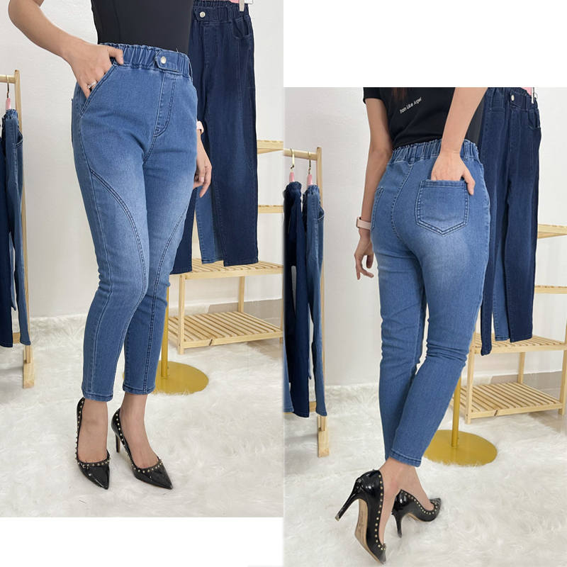 Quần Jean Baggy nữ cạp chun co giãn thoải mái V291