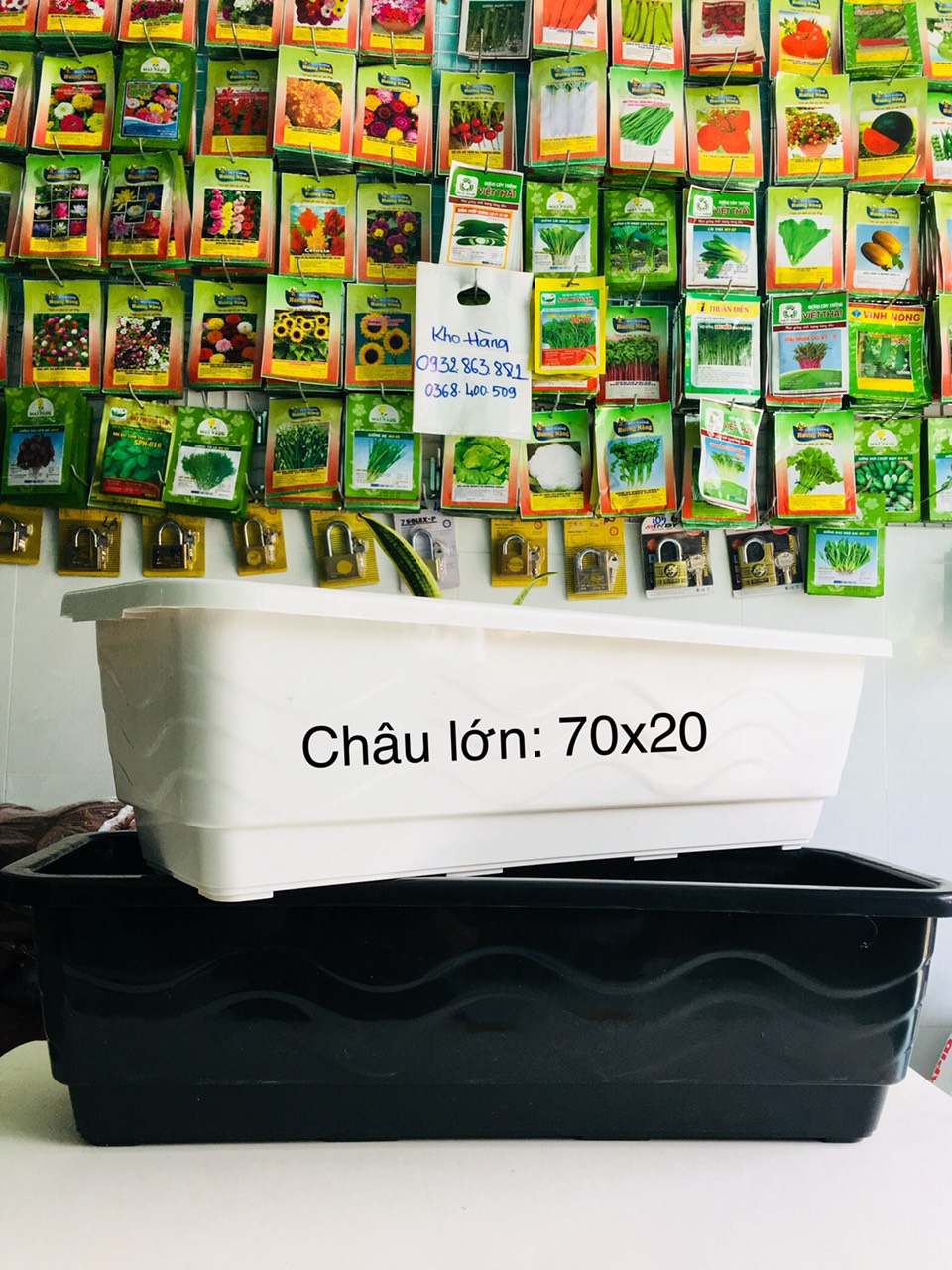 2 Chậu Nhựa Chữ Nhật, Chậu Dài, Khay Trồng Rau Sân Thượng (4 size)