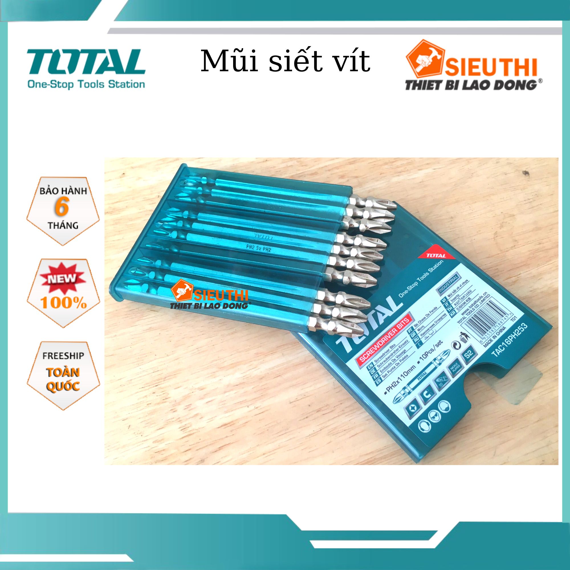 Ph2 mũi siết vít bake 2 đầu 110mm total tac16ph253